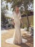 Flutter Sleeves Ivory Lace Tulle Romantic Wedding Dress